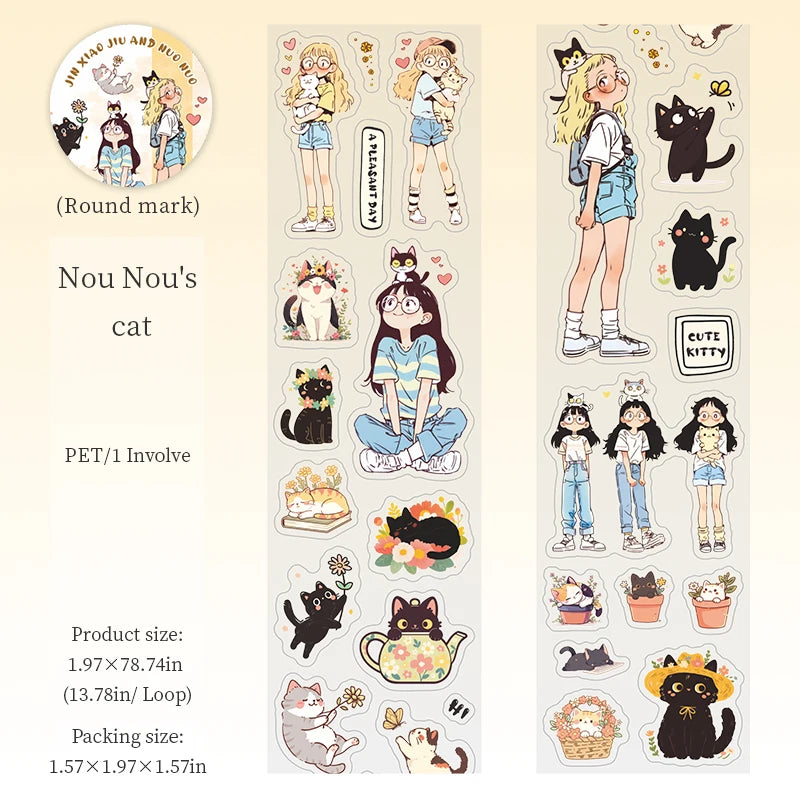 1 Roll Of Cartoon Character Decorative Pet Tape, Suitable For Scrapbooking Diy, Collage Materials, Phone Case And Notebook Decor Qme 2