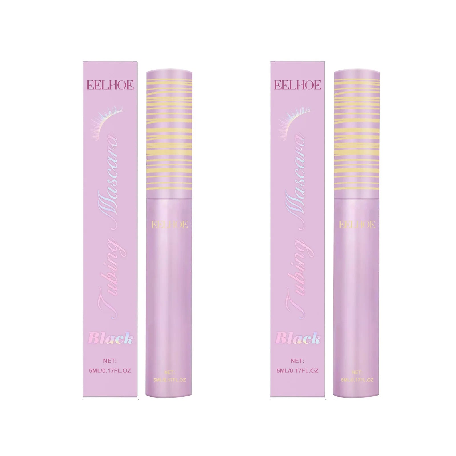 Black Lengthening Mascara Natural Volumizing Curling Eyelashes Smudge-Proof Waterproof Clump-Free Gentle Care Black Mascara 5ml Qme 2 x 5ml Boxed