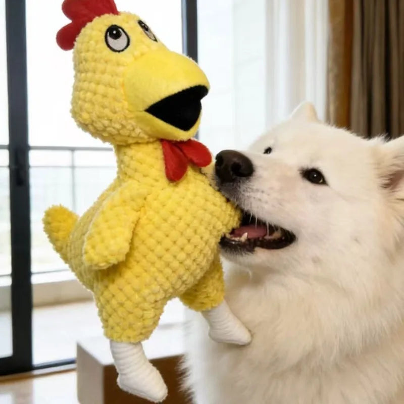 Squeaky Plush Chick Dog Chew Toy Teething Puppies Interactive Qme