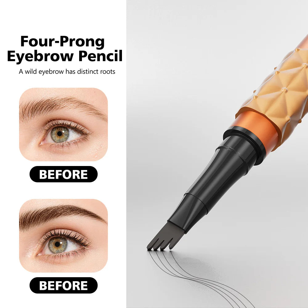 5 Colors 1PC 4 Forks Tip Eyebrow Pen Waterproof Sweatproof Liquid Microblading Eyebrow Pencil Natural Brow Makeup Qme