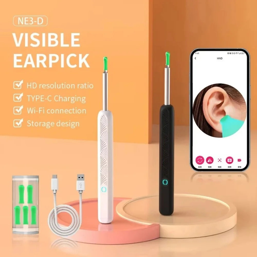 Smart Visual Ear Cleaner HD Camera Wireless WiFi Ear Cleaner Full Set USB Charging LED Lights Ear Cleaning Tools Oral Inspection Qme