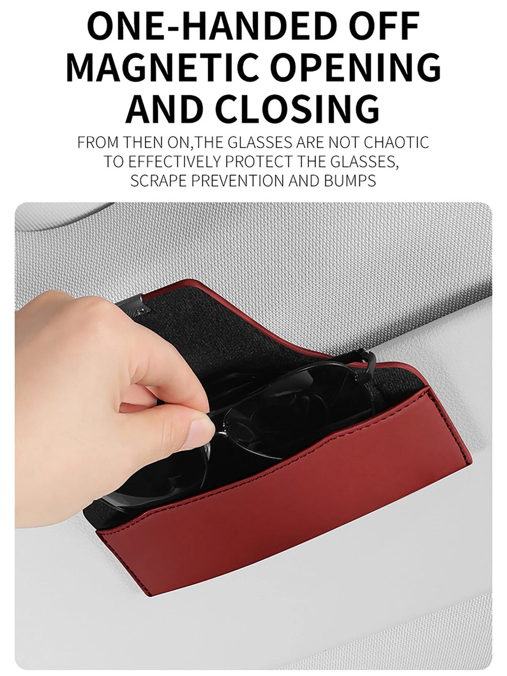 Car Glasses Case Sun Visor Storage Magnetic Sunglasses Supplies Qme