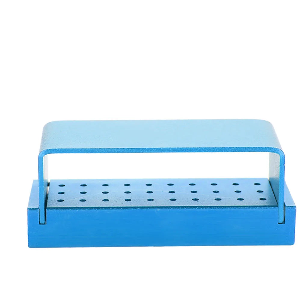 30 Holes Aluminium Disinfection Box Case Dental Bur Burs Block Holder Autoclavable Dentist Tool Burs Block Holder Dentist Tool Qme Blue
