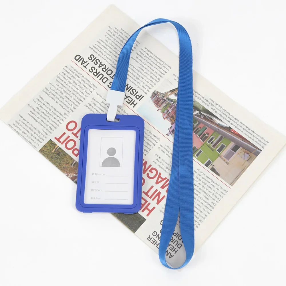 Unisex Work ID Card Holder Lanyard Badge Holders Identification Qme Blue