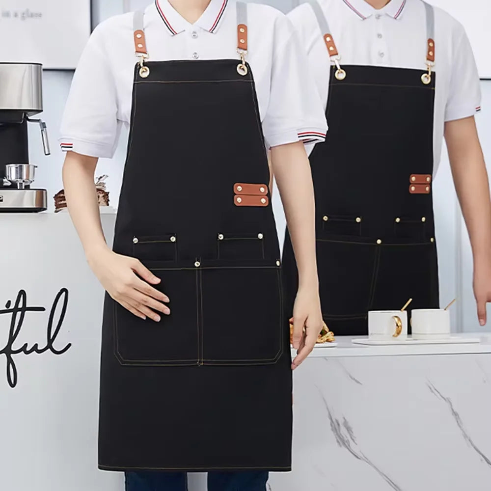 Home Canvas Apron Custom Catering Milk Tea Shop Flower Shop Supermarket Cake Shop Special Work Clothes Qme 2pcs
