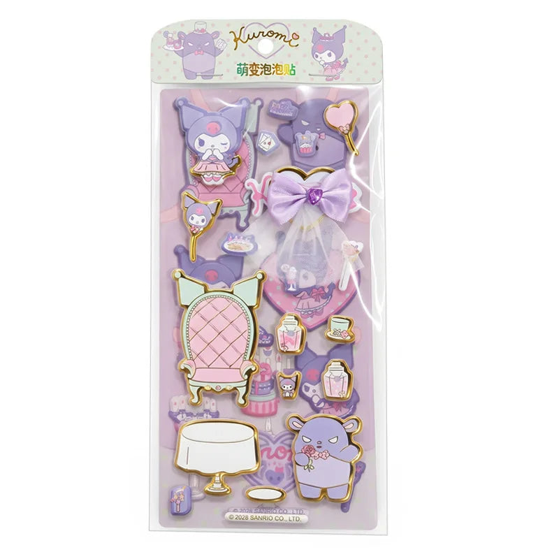 Hello Kitty Kuromi Cartoon Crystal Stickers Student 3D Embossed Qme 2