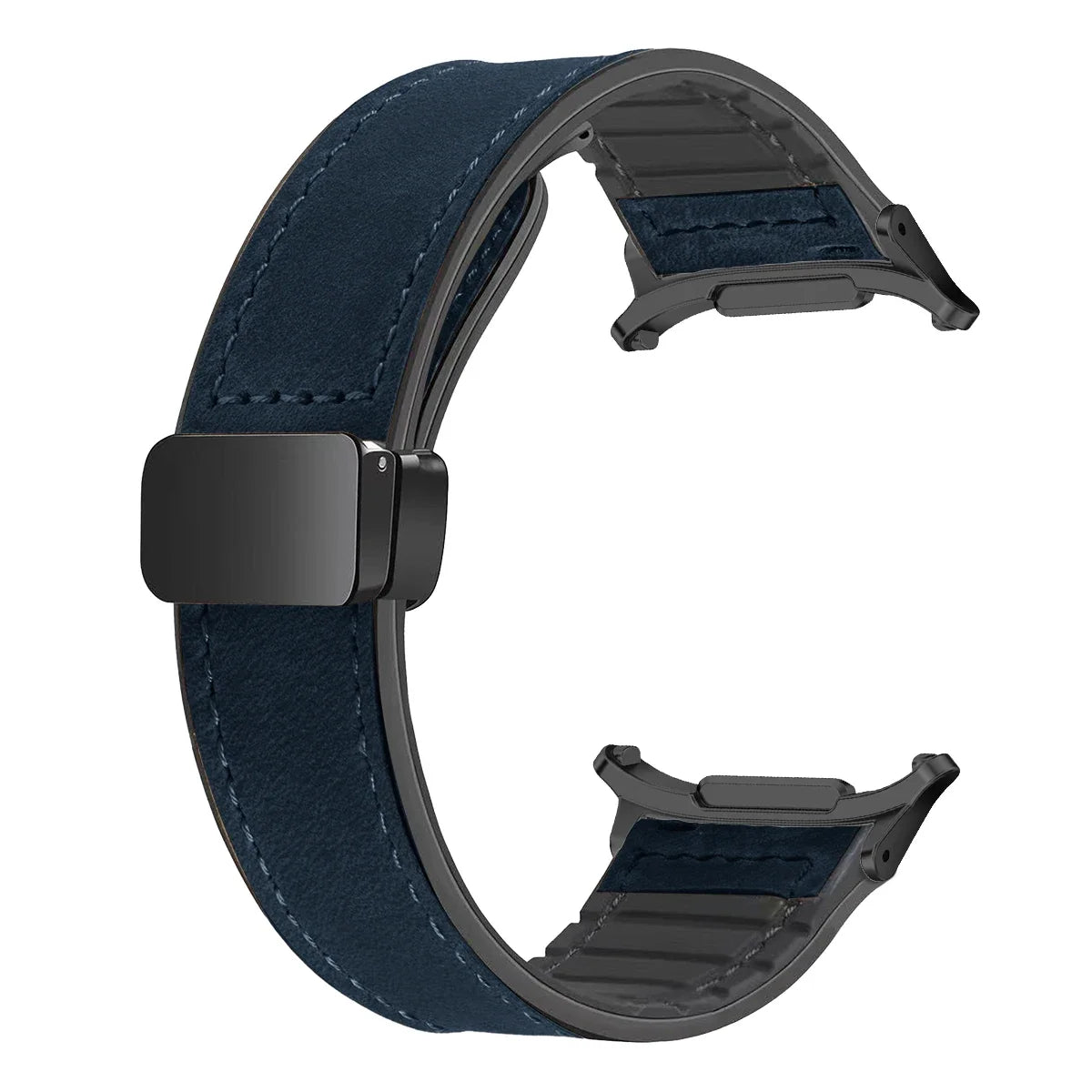 Leather Silicone Strap For Samsung Galaxy Watch 7 Ultra 47mm Magnetic Band Bracelet for Galaxy Watch 7 Ultra 47mm Correa Qme Blue-B For watch 7ultra47MM