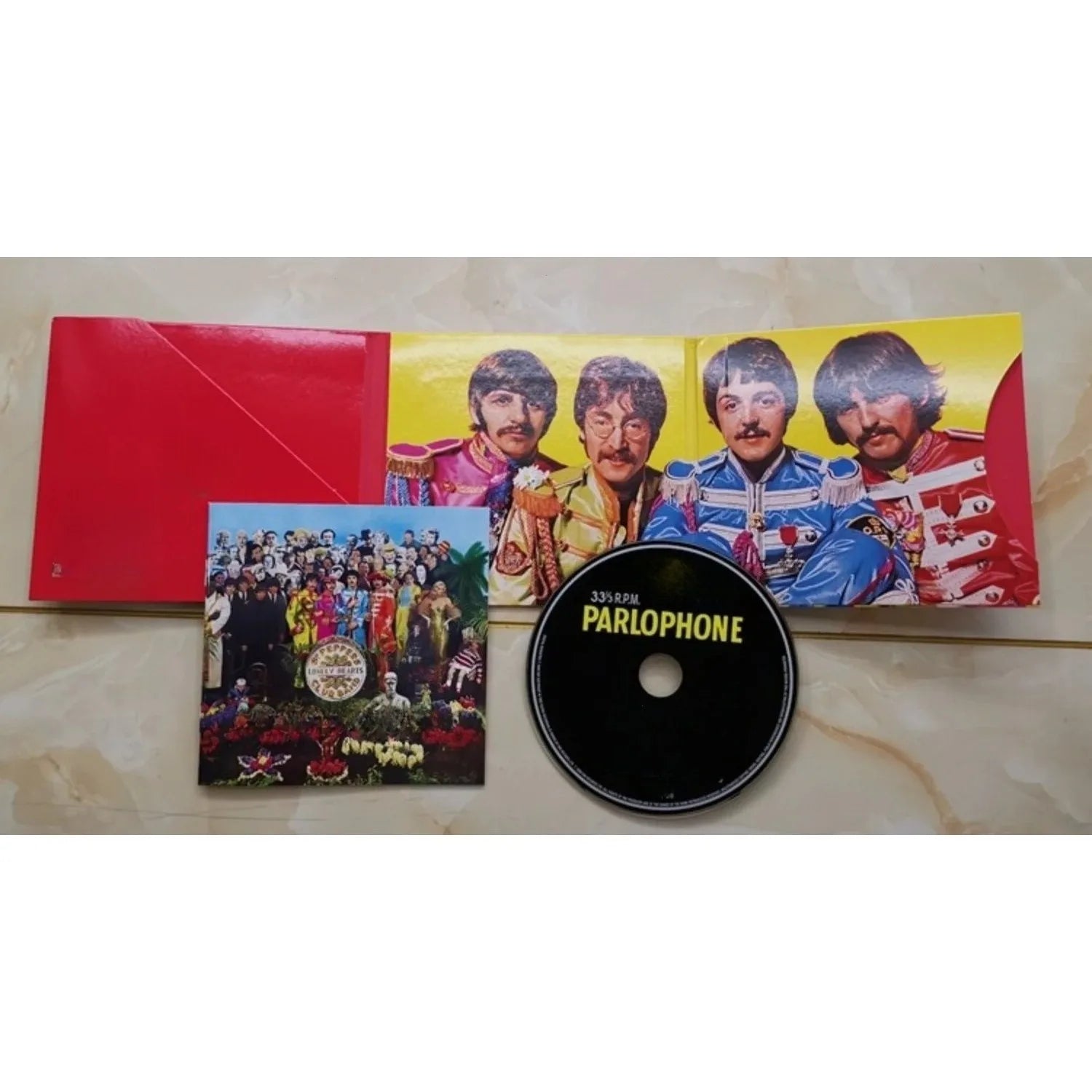 Timeless Psychedelic Rock CD with Iconic Surreal Collage Art Print, Features Orchestral Arrangements & Experimental Vibes Qme