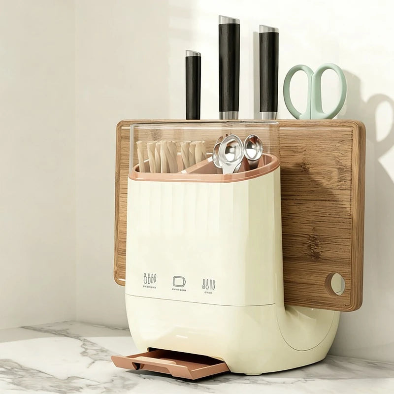 Multi-function Kitchen Knife Holder Cutting Board Storage Drain Rack Qme