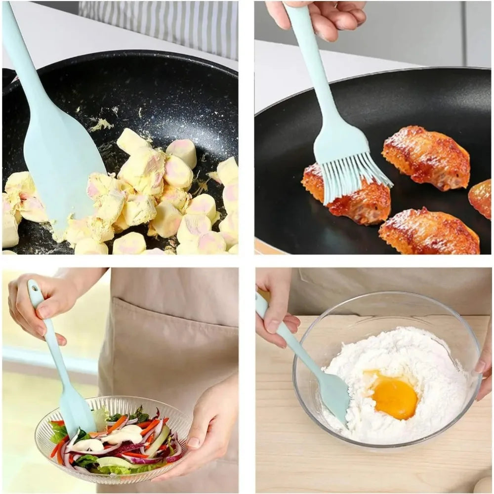 6 Silicone Spatula Food Grade Non Stick Heat Resistant Spatulas Qme