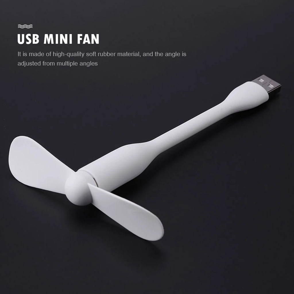 USB Small Fan Flexible Bendable Fan for Power Bank Laptop PC AC Charger Portable Hand Cool Mini Fan Summer Gadgets Qme