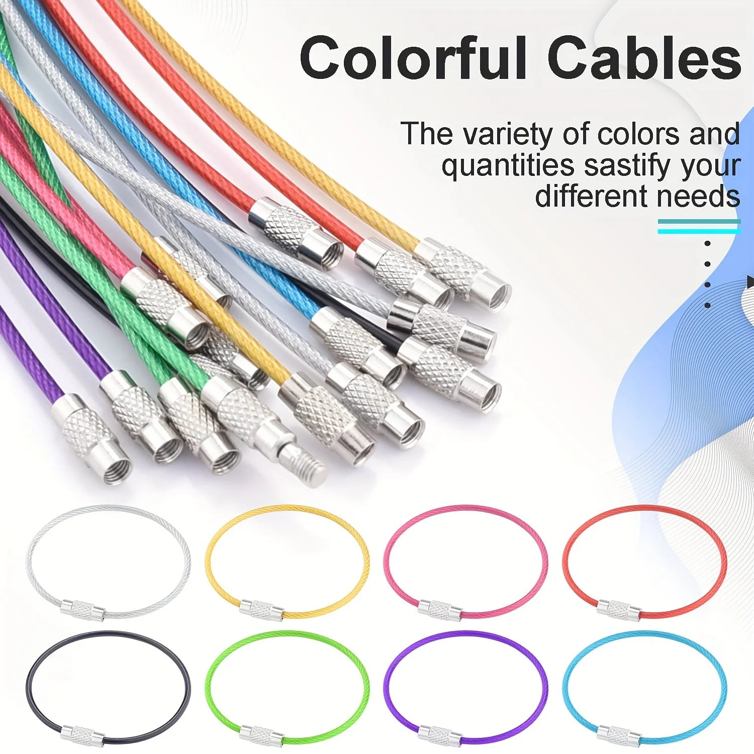10pcs/pack Stainless Steel Cable Wire Key Chain Key Rings Travel Aircraft Luggage Tag Loops Hanging Outdoor Keychain Qme