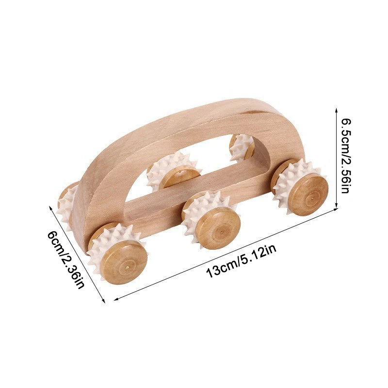 Manual Wooden Massager Wood Back Massage Roller Neck Leg Deep Tissue Qme onesize