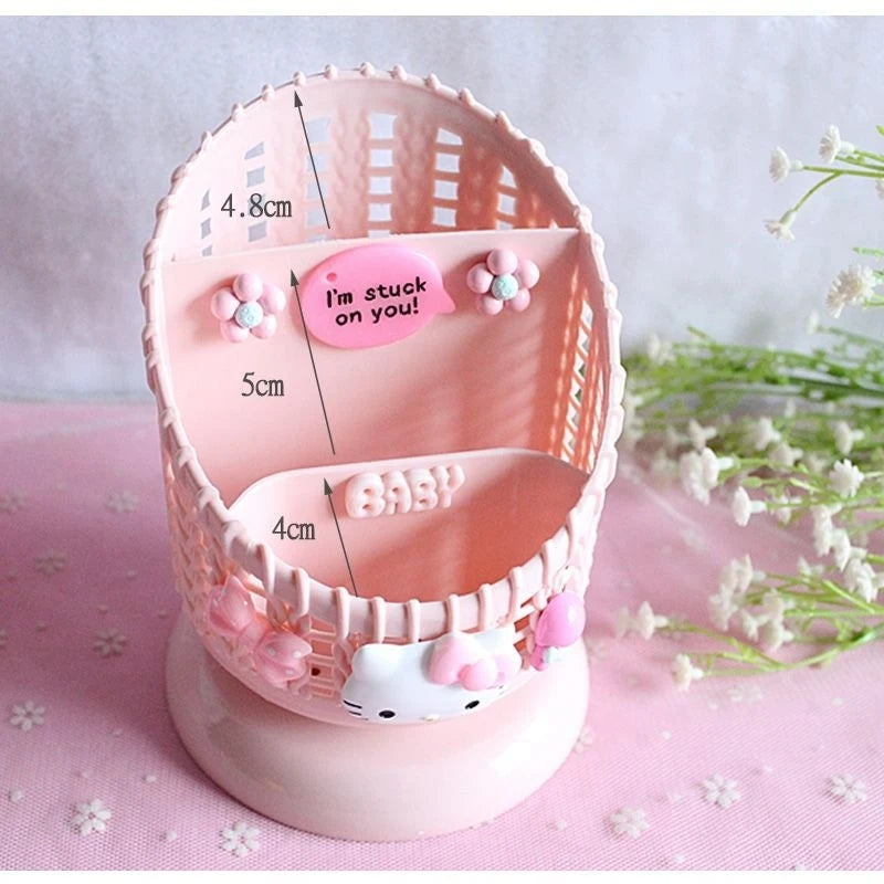 Hello Kitty Cartoon Pencil Holder Stylish Office Storage Box Qme