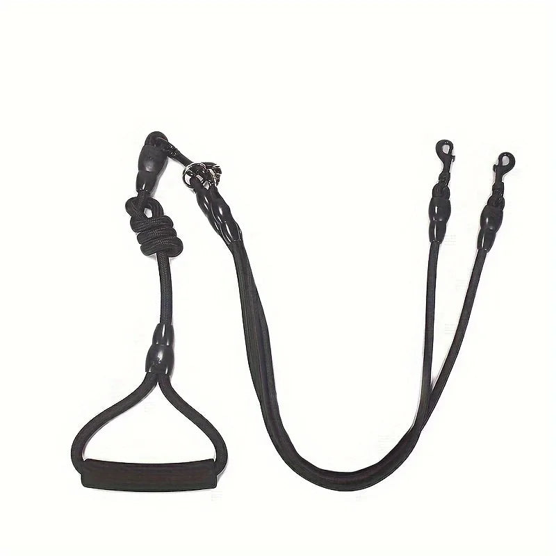 Nylon double ended dog leash with cushioned handle, 360 ° rotatable detachable pet leash, suitable for medium and large dogs Qme black