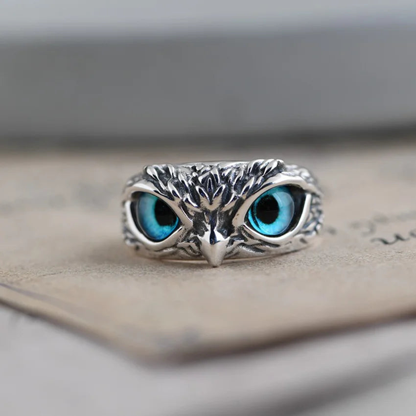 Charm Vintage Cute Men and Women Simple Design Owl Ring Silver Color Engagement Wedding Rings Jewelry Gifts Qme