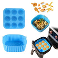 2Pcs Non-Stick Baking Trays With Cupcake Molds For Healthy Cooking Kitchen Tools Square Silicone Air Fryer Liners & Muffin Pan Qme Blue
