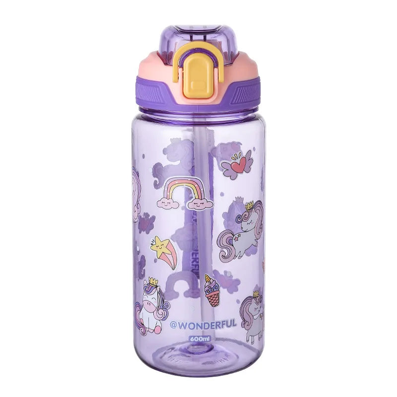 Cute Cartoon Printed Kids Water Cup Popular Portable Children Qme purple