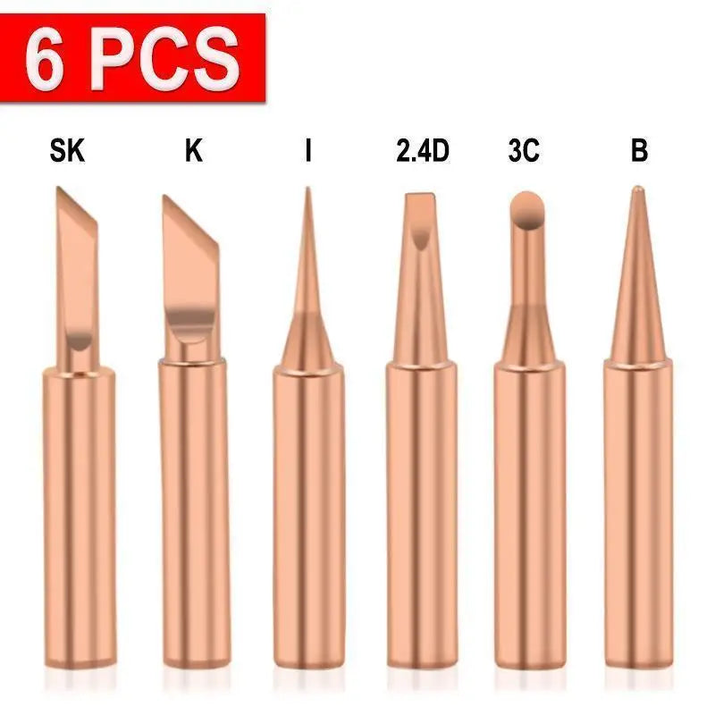 5Pcs 6Pcs 900M T Soldering Tip Pure Copper Replacement For 936 937 938 Station Tool Qme 6pcs