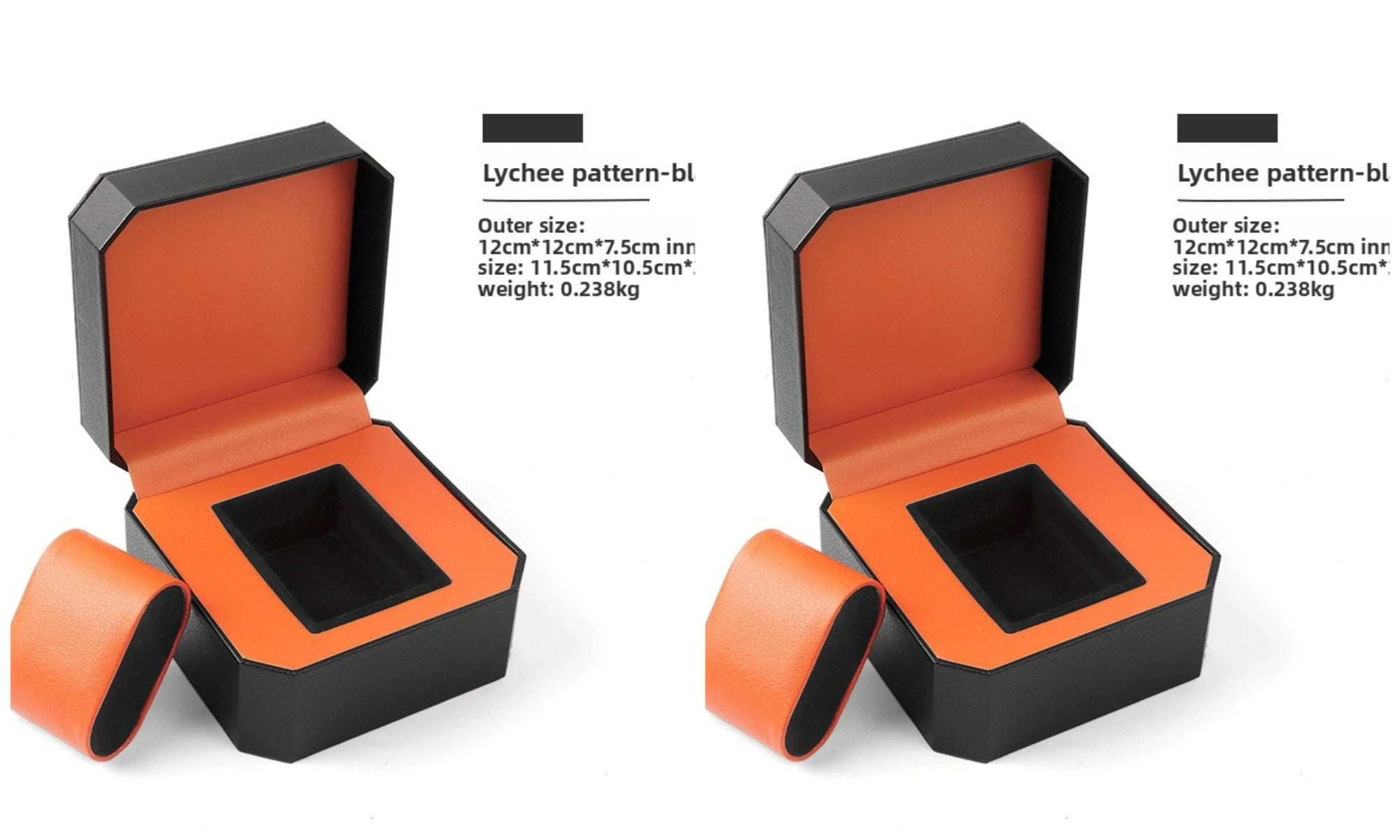 2-Piece Octagonal Green PU Leather Watch Box,Watch Case Portable Premium Gift Case for Wristwatch & Bracelet Storage,Display Box Qme BlackOrange 2Pcs