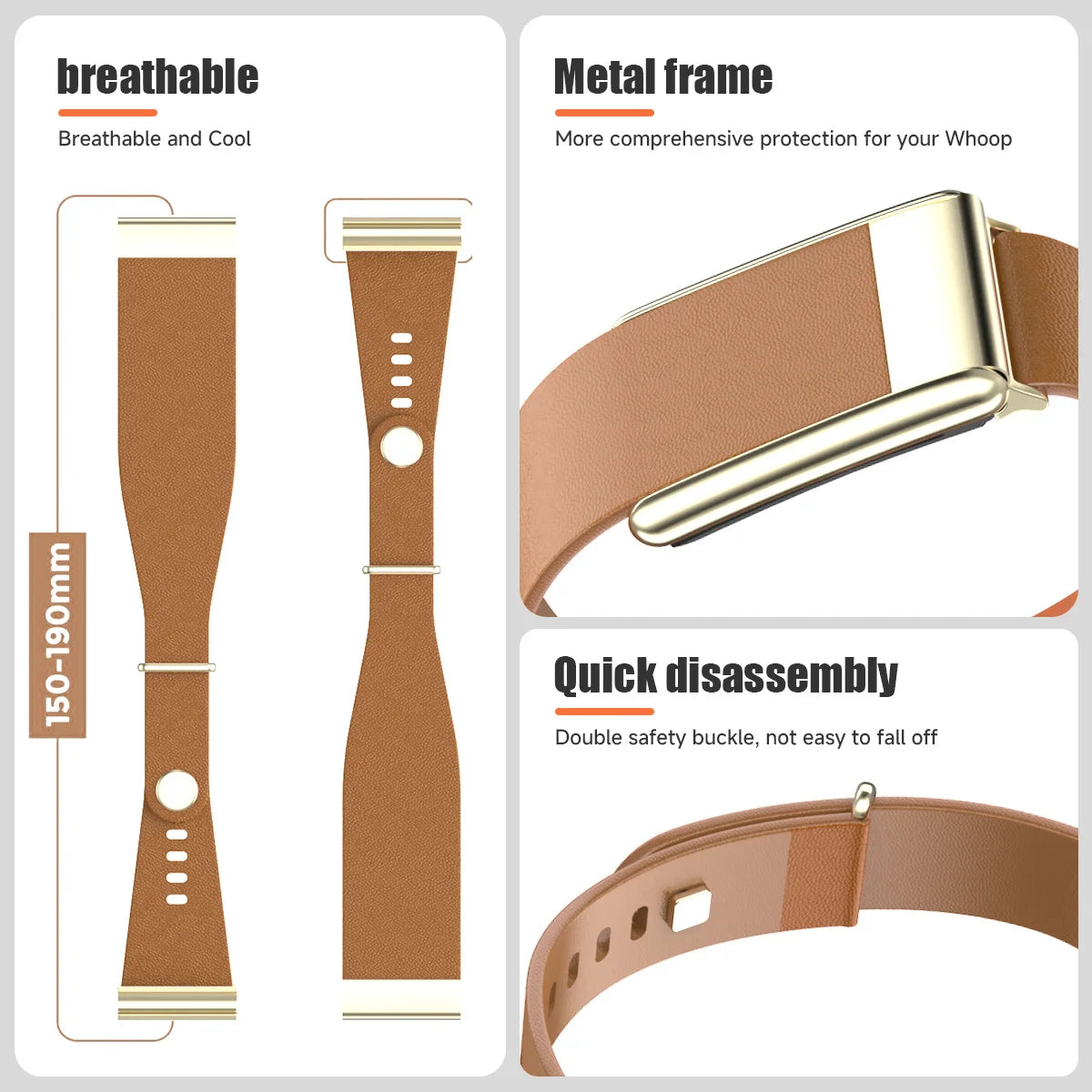 Leather Slim Waistband for WHOOP 5.0 /5.0MG Fitness Soft Breathable Replacement Strap Adjustable Protector Sports Wristband Qme