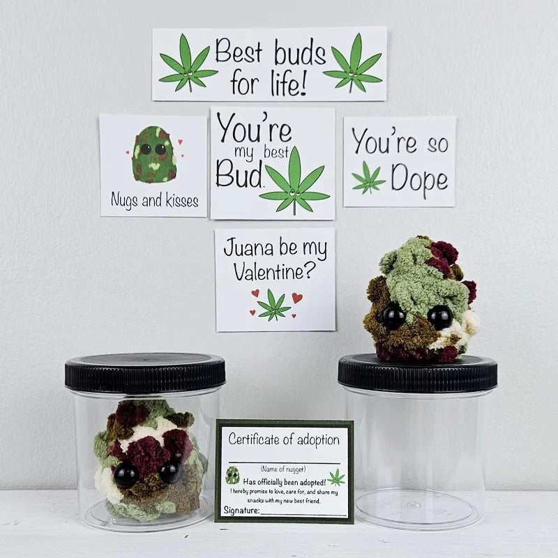 Adopt Weed Nugget Plush Little Jar Handmade Stuffed Toys Desktop Qme