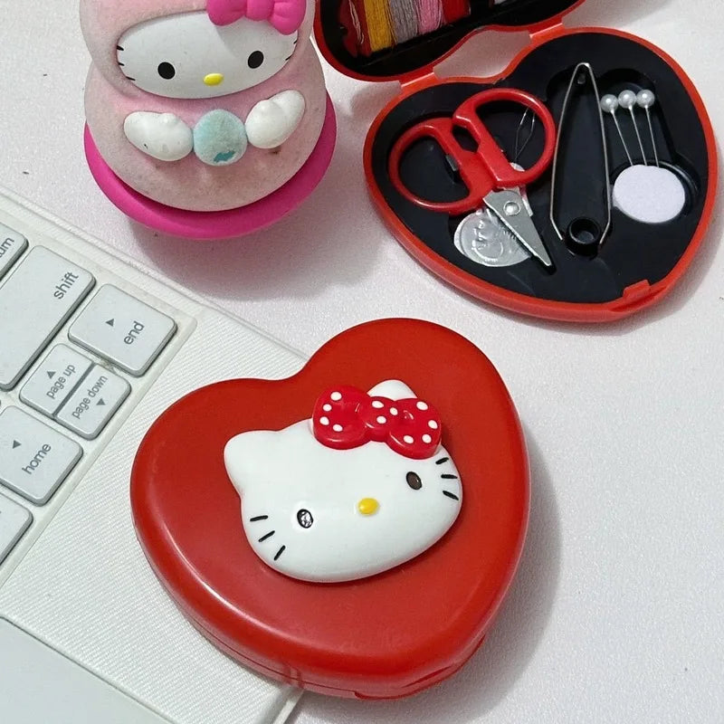 Hello Kitty Sewing Kit Portable Sewing Kit for Home Use Practical Set of Multifunctional Sewing Tools for Student Dorms Qme