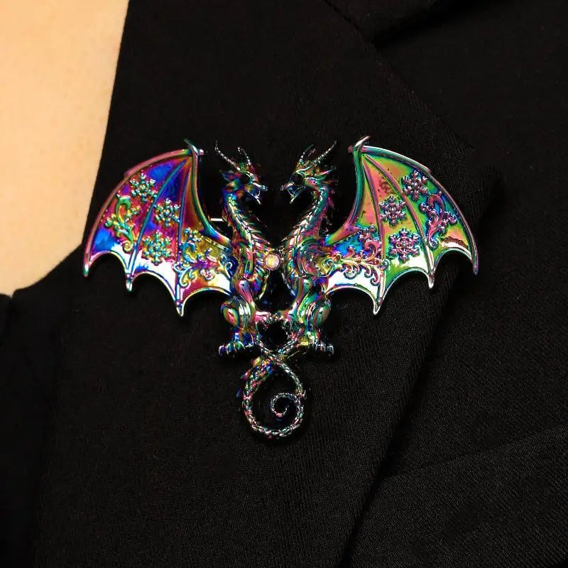 Unisex Beautiful 5-color Animal Party Office Brooch Pins Gifts Metal Dragon Brooches For Women Qme style 5