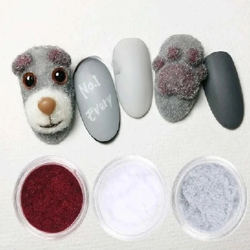 12 Nail Powder Winter Plush Glitter DIY Velvet Candy Sweater Qme