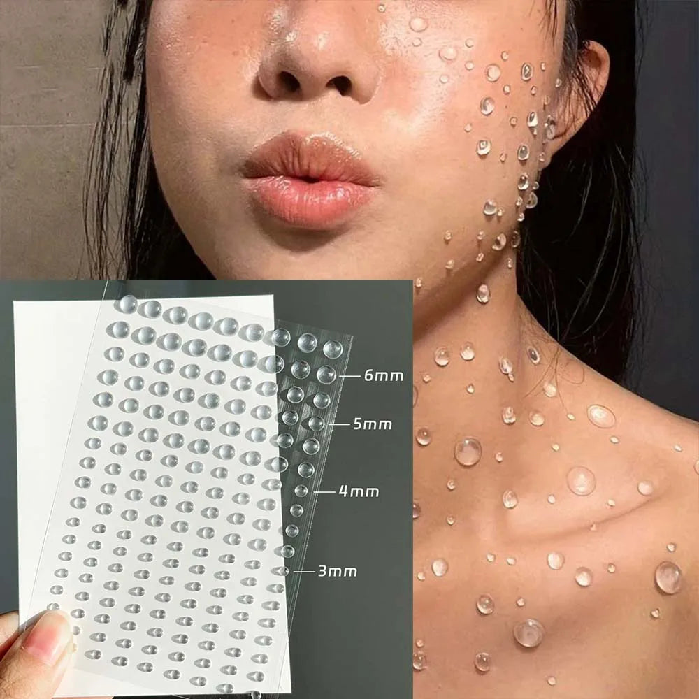 Multi Size Crystal Water Drop Stickers 3D Teardrop Clear Resin Glass Self Adhesive Makeup Tattoo Sticker for Party Stage Cosplay Qme