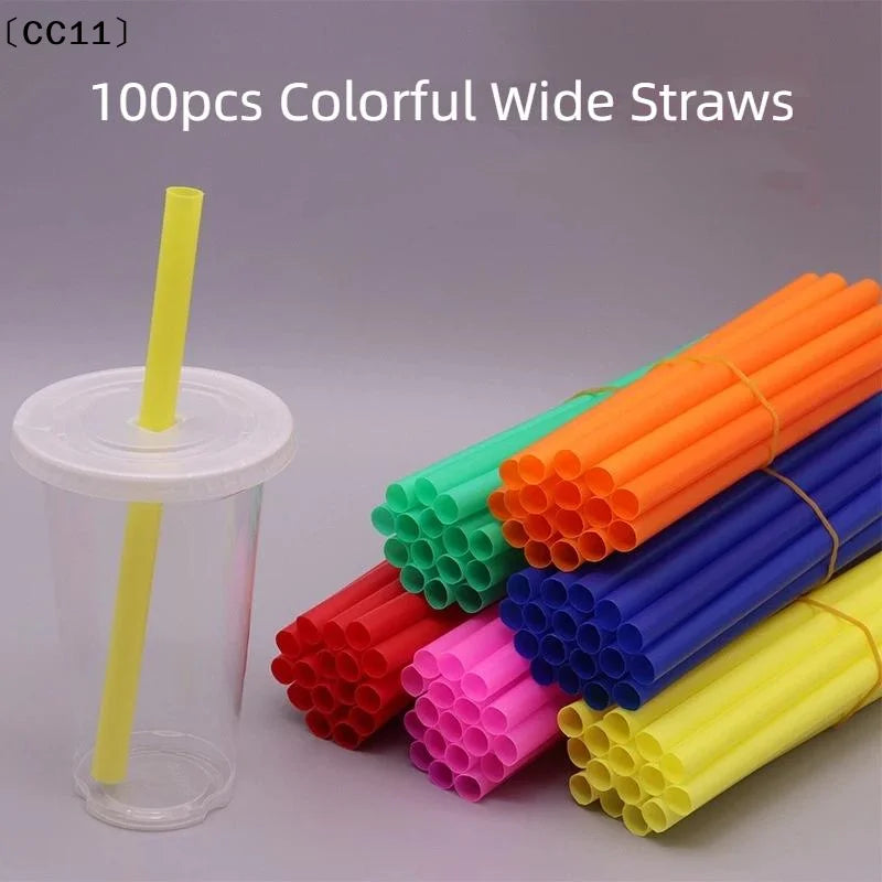 Colorful Reusable PP Wide Straws Milk Tea Shakes Popsicles Food-safe Qme