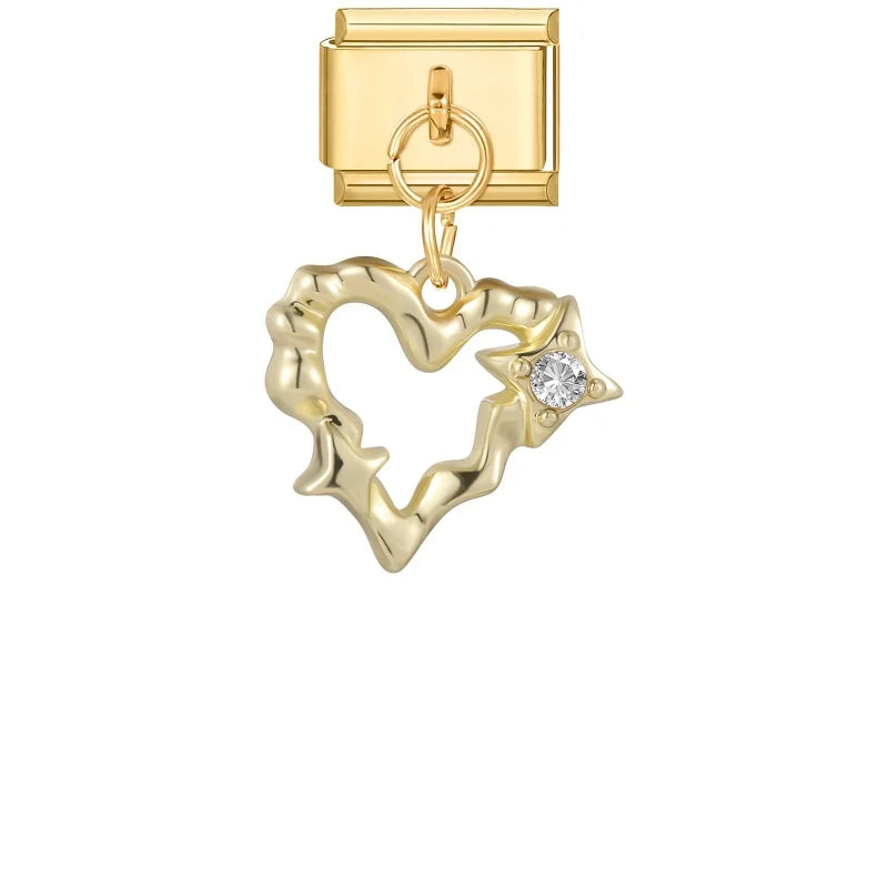 1Pc luxurious Italian style steel Stainless pendants inlaid with artificial zircon exquisite charm elegant Butterfly Moon Stars Qme Style 32