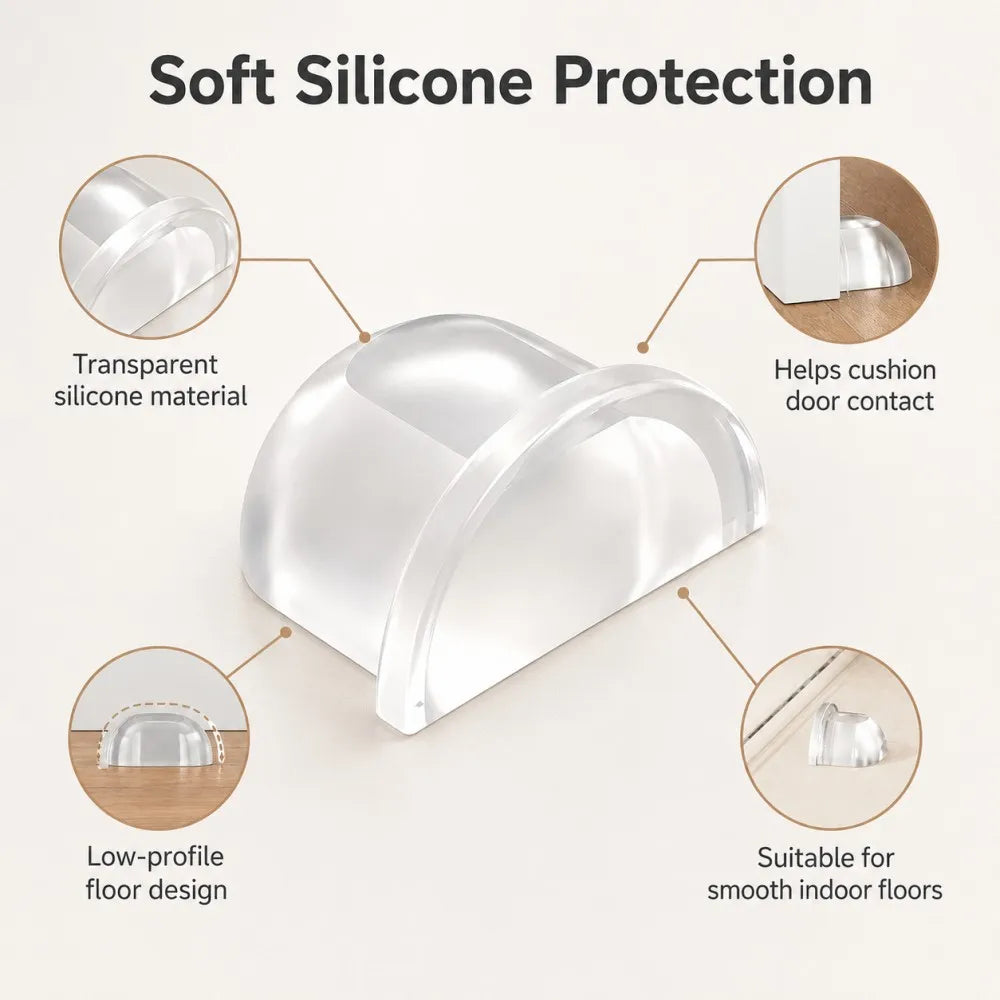 1-8pcs Transparent Silicone Door Stopper Self Adhesive Wall Protector Rubber Bumper Pad For Door Handle Cabinet Corner Furniture Qme