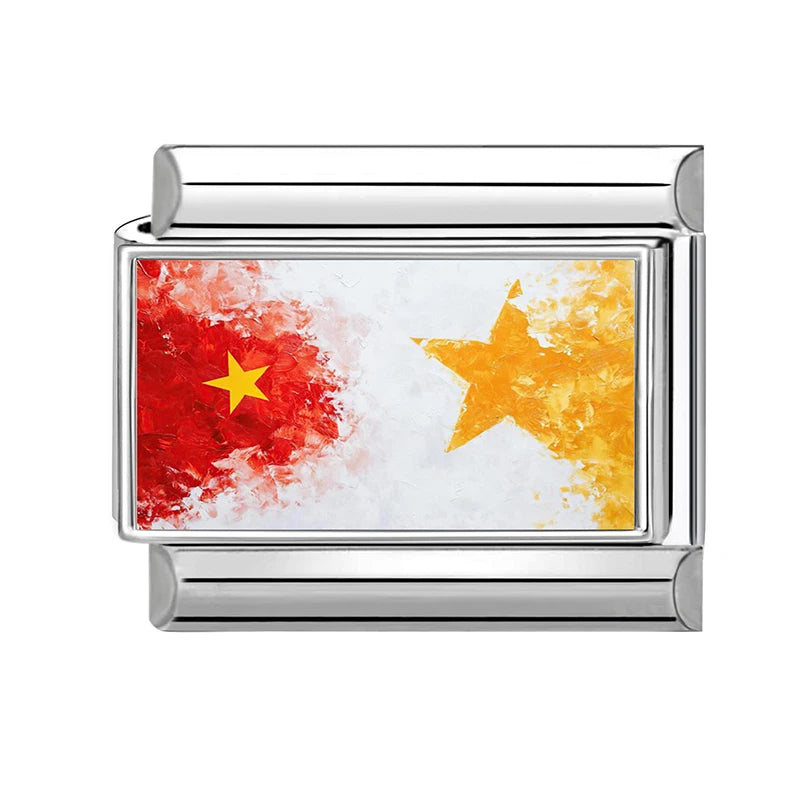 2026 Fashion Vietnamese Independence Day Series Italian Link Fit 9mm Stainless Steel Bracelet Making Bead Charm Jewelry DIY Gift Qme Style 5
