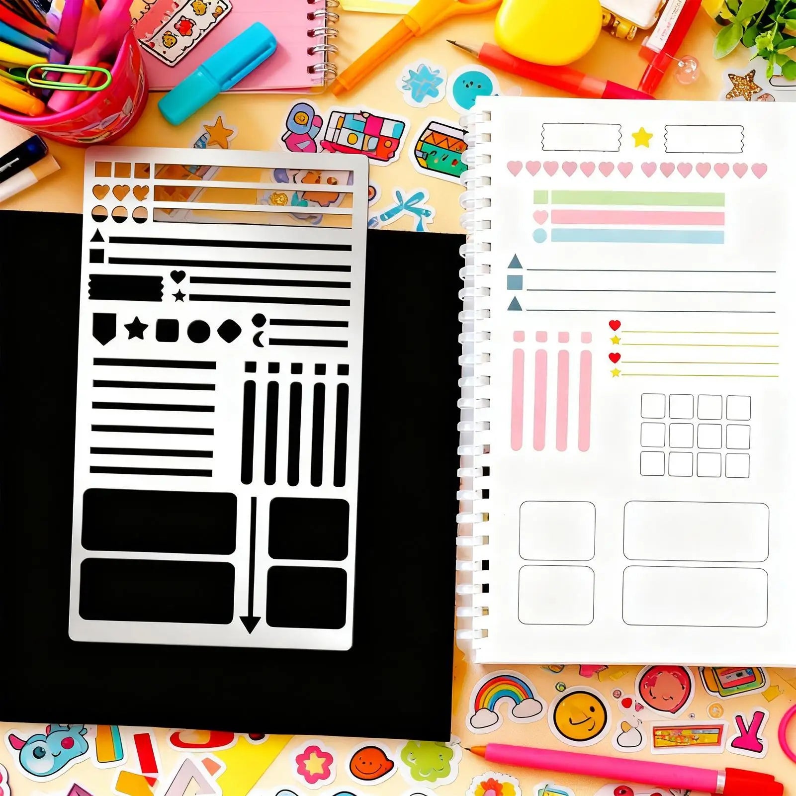 Metal Stencils For Journaling 4 Piece Rustproof Planner Template Metal Stencils For Bullet Journaling For Tiny Letters Small Qme