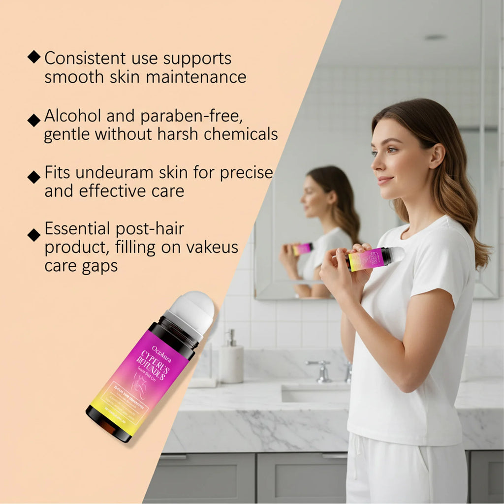 OceAura Post-Hair Removal Care Serum Roll On Hair Regrowth Slowing Skin Soothing Skin Discomfort Calming After Shave Serum 50mL Qme