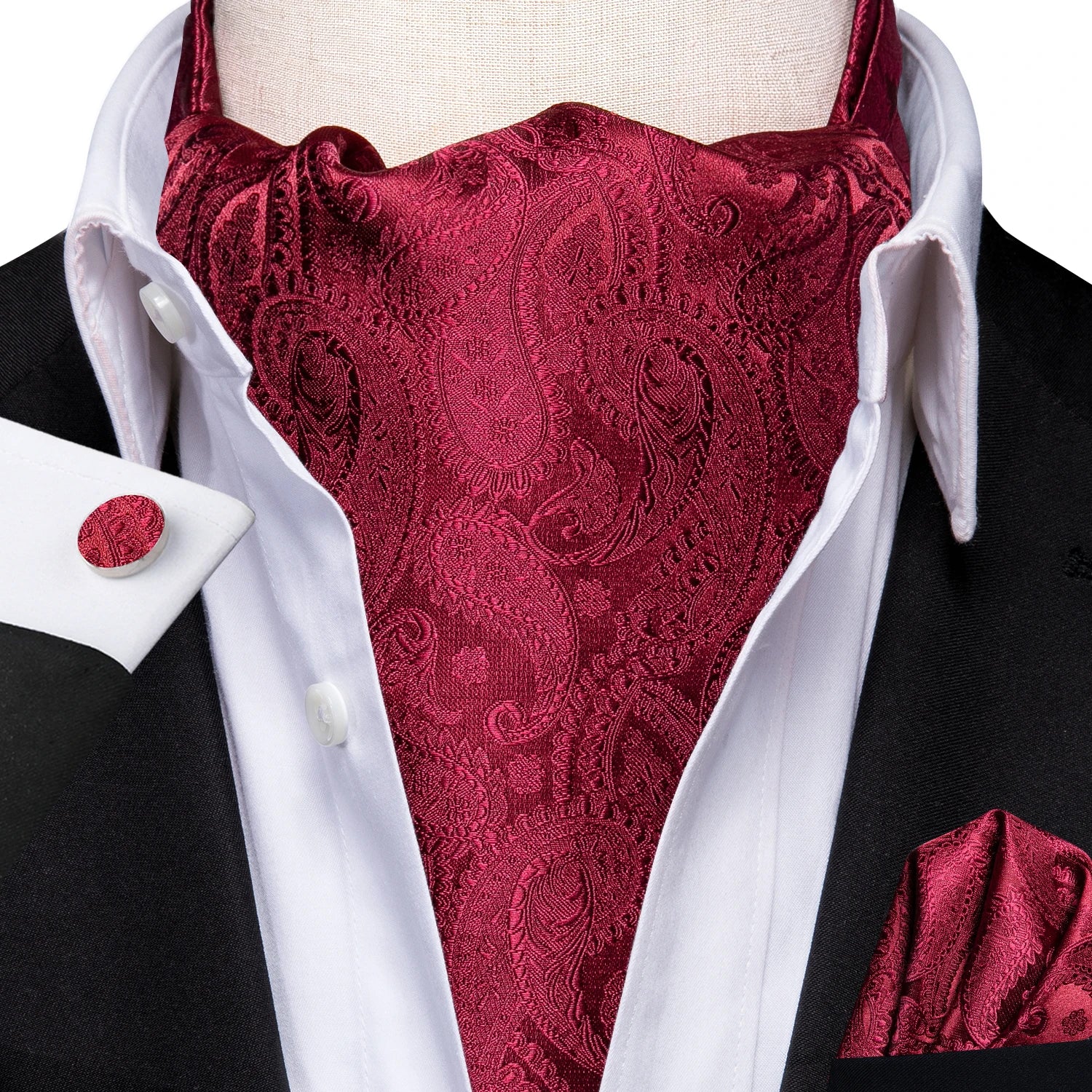Silk Mens Ascot Black Pink Blue Red Gold Green Purple White Beige
