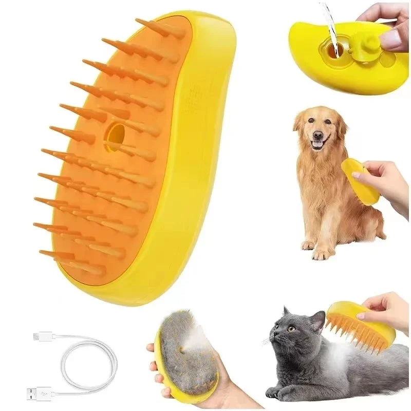 Cat Steam Brush Electric Water Sprayer Pet Grooming Kitten Pet Comb Soft Silicone Hair Remover Comb for Dogs Beauty Supplies Dog Qme