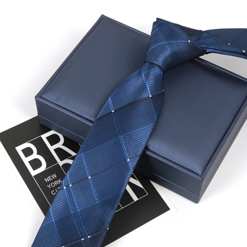 Mens Classic Tie Striped Skinny Necktie Polyester Ties Man Plaids Qme