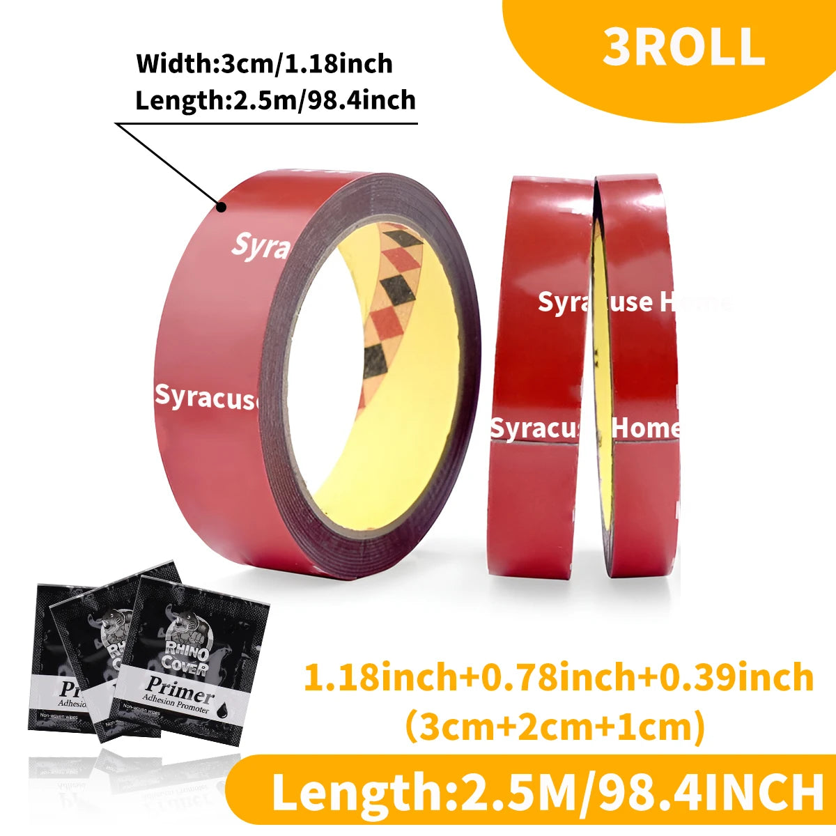 Double Sided Tape Adhesive Car Special Double-sided Tape Indoor Decor Traceless Fixing Sticker Two Face Tape Qme 3Roll