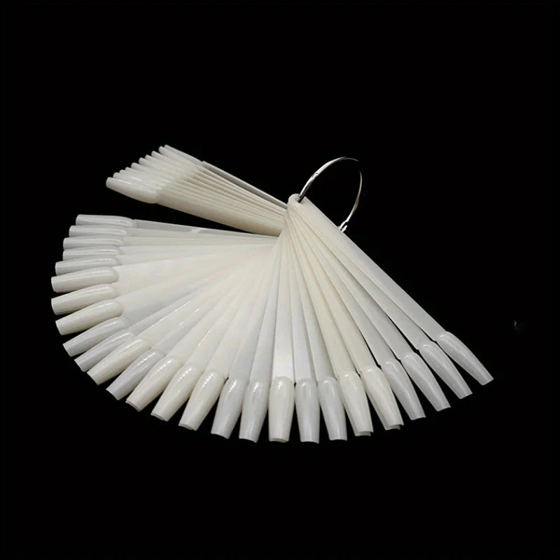 50 Pcs Clear Nail Swatches Sticks Nail Art Supplies For Nail Art Polish Display, Transparent Nail Practice Tips Sample Sticks Qme Square Natural