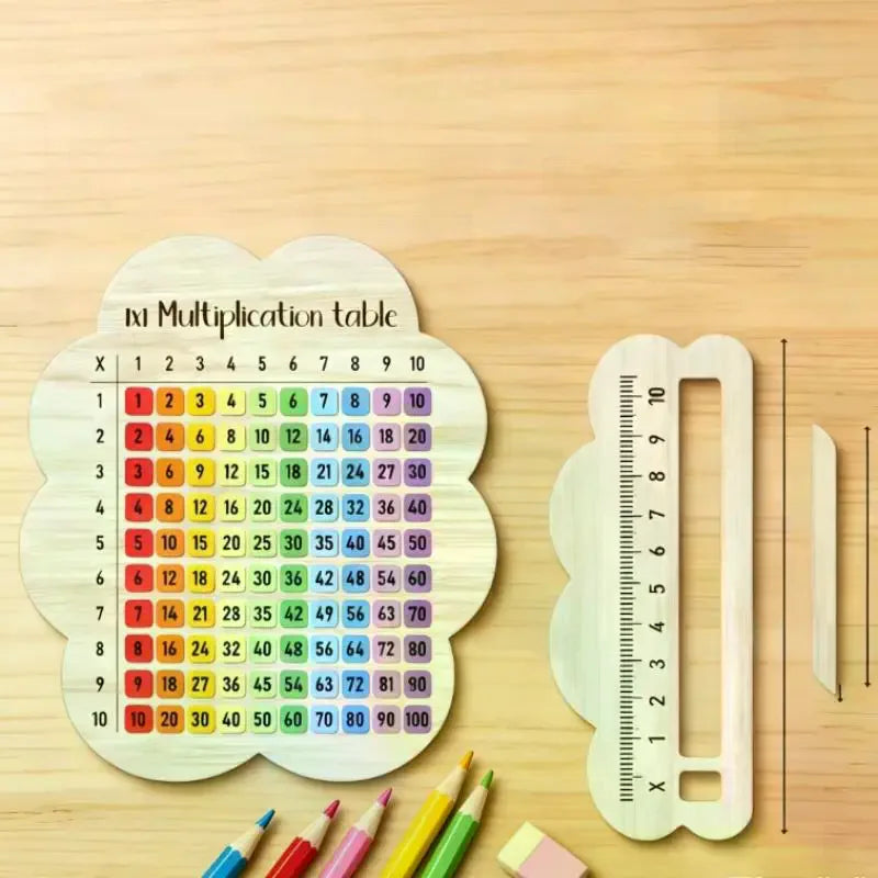 Wooden Multiplication Board Colorful Math Puzzle Educational Toy Qme