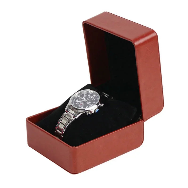 Portable Watch Box PU Leather Watch Case Organizer Storage Holder for Men Women Bracelet Vintage Jewelry Box with Leather Pillow Qme 59Brown