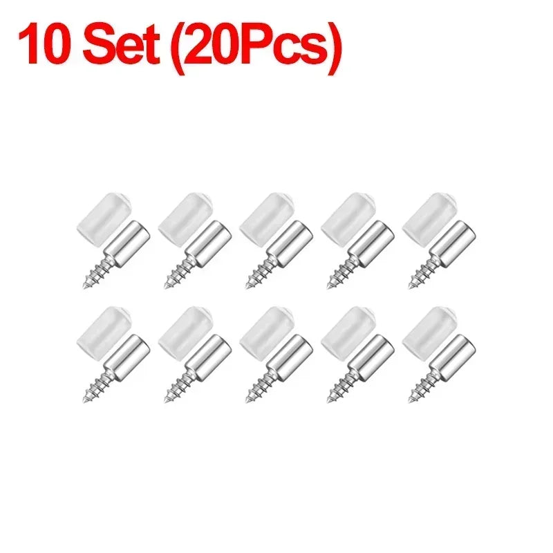 100/10PCS Self Tapping Screw Layer Plate Holder Wardrobe Septum Brackets Fixed Screw Shelf Support Pegs with Non-Slip Sleeve Qme 10Set (20PCS)