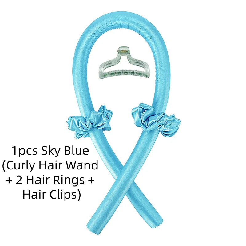 1/3/5pcs mix Woman Foam Heatless Curling Rod Headband Make Hair Soft Shiny Hair Curler Iron Hairdressing Big Wave Curling Qme 1pcs sky blue