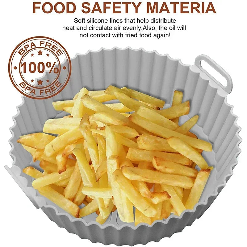 Silicone Air Fryers Oven Baking Tray Pizza Fried Chicken Airfryer Silicone Basket Reusable Airfryer Pan Liner Accessories Qme