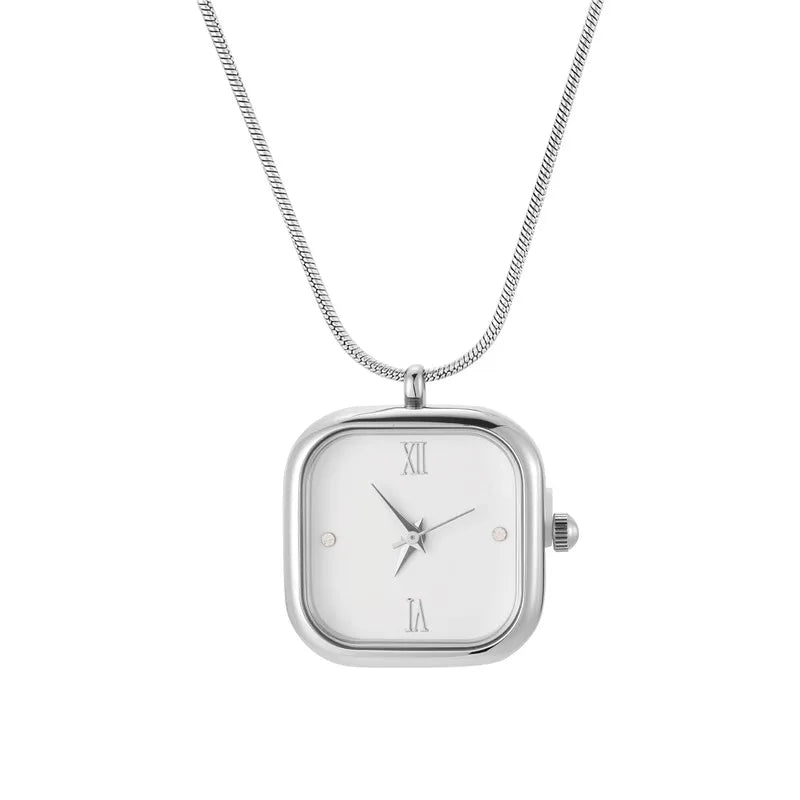 Watch Necklace Pocket Watch Square Drop Water Classics Dial Roman Numerals Pocket Watches with Necklace Christmas Birthday Gifts Qme Style 8