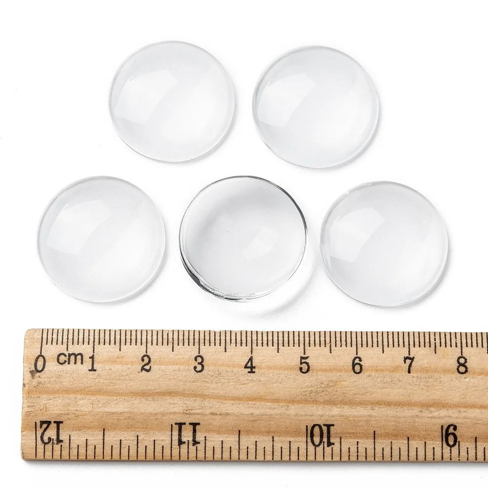 PandaHall 200pcs Professional Glass Cabochons 8 10 12 14 16 18 20 25mm Clear Dome for Precision Jewelry Mounting & Settings Qme