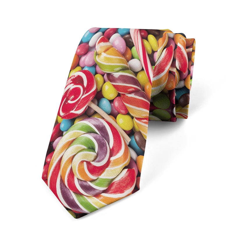 Funny Candy Snacks Printed Tie Unisex Casual Creative Novelty Men's Qme style6