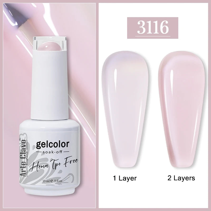 Arte Clavo Jelly Transparent Gel Nail Polish Summer Nude Pink Semi